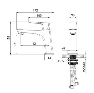 Смеситель для раковины WONZON & WOGHAND FORZA, Темный графит WW-139031-BGM