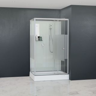 Душевая кабина RGW AN-207 411320782-913 80x120 см профиль сатин брашированный стекло прозрачное с матовой полосой