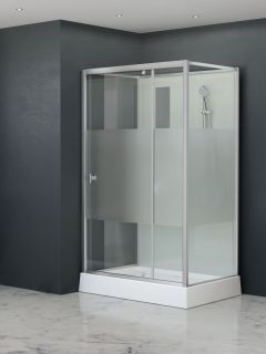 Душевая кабина RGW AN-207 411320790-913 90x100 см профиль сатин брашированный стекло прозрачное с матовой полосой