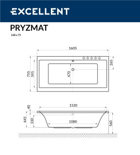 Ванна акриловая EXCELLENT Pryzmat 160x75 Ванна акриловая EXCELLENT Pryzmat 160x75