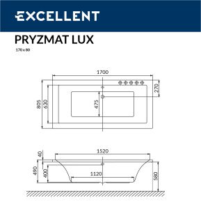 Ванна акриловая EXCELLENT Pryzmat Lux 170x80 Ванна акриловая EXCELLENT Pryzmat Lux 170x80