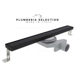 Душевой трап (лоток) Plumberia Selection PSL Linear PSL80NO 80 см, решетка матовая черная, с сифоном, под плитку