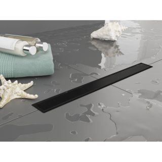 Душевой трап (лоток) Plumberia Selection PSL Linear PSL80NO 80 см, решетка матовая черная, с сифоном, под плитку
