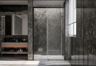 Душевая дверь Veconi Premium Trento PTD-30B, 1500х2000, черный матовый, стекло прозрачное