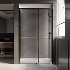 Душевая дверь Veconi Premium Trento PTD-40B, 1500х2000, черный матовый, стекло прозрачное