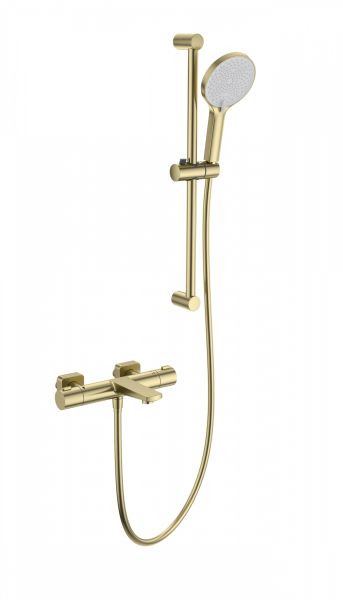 Смеситель для ванны с душевым гарнитуром Wonzon & Woghand WW-C2021-A-BG с термостатом брашированное золото