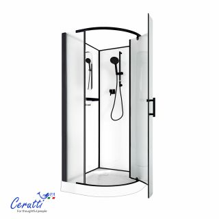 Душевая кабина Ceruttispa КОРРА (KORRA) 90BF KORRA90BF 90x90 см профиль чёрный стекло матовое