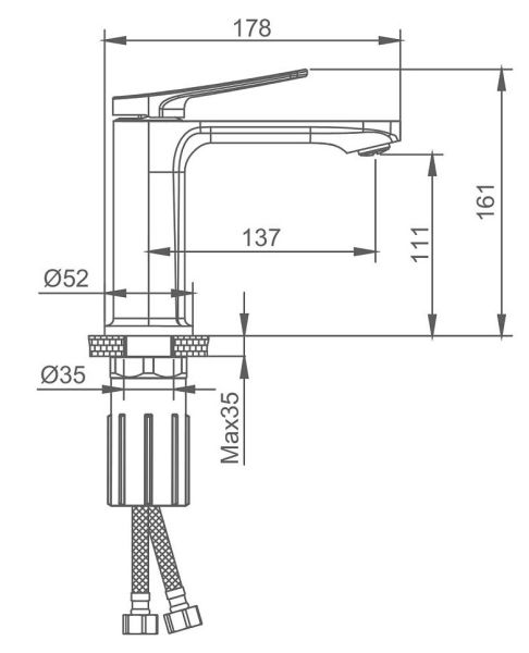 Смеситель для раковины Splenka S40.10.07 серый