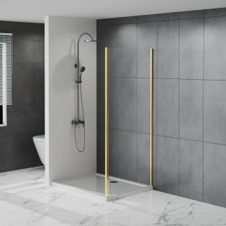 Боковая часть Azario Shanghai AZ-C43-110-BGL-CL 110 см профиль брашированное золото стекло прозрачное