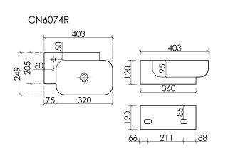 Раковина подвесная Ceramicanova Элемент (Element) CN6074R 40 см белый
