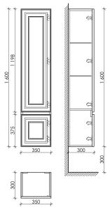 Пенал подвесной Sancos Very PVR35RW правый 35см Bianco