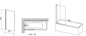 Шторка на ванну Ravak Pivot PVS1-80 79840C00Z1 Transparent профиль хром