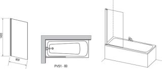 Шторка на ванну Ravak Pivot PVS1-80 79840C00Z1 Transparent профиль хром Шторка на ванну Ravak Pivot PVS1-80 79840C00Z1 Transparent профиль хром