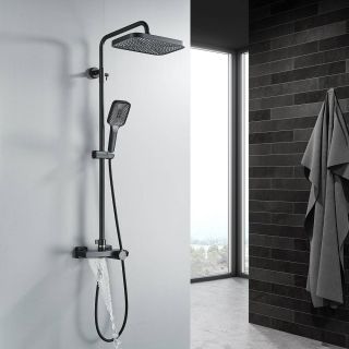 Душевая стойка Rose R1896H-6 с термостатом чёрный матовый Душевая стойка Rose R1896H-6 с термостатом чёрный матовый