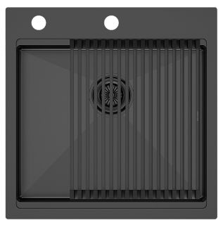 Комплект Paulmark: мойка Kroner-Pro 51 и ролл-мат Pro PM705151-GM+R405-GM воронёная сталь Комплект Paulmark: мойка Kroner-Pro 51 и ролл-мат Pro PM705151-GM+R405-GM воронёная сталь