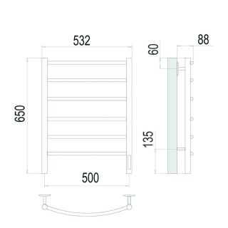Полотенцесушитель электрический Terminus Классик 4670078561404 П6 50х65 см сатин