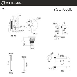 Система для ванны скрытого монтажа WHITECROSS Y YSET06CR хром Система для ванны скрытого монтажа WHITECROSS Y YSET06CR хром