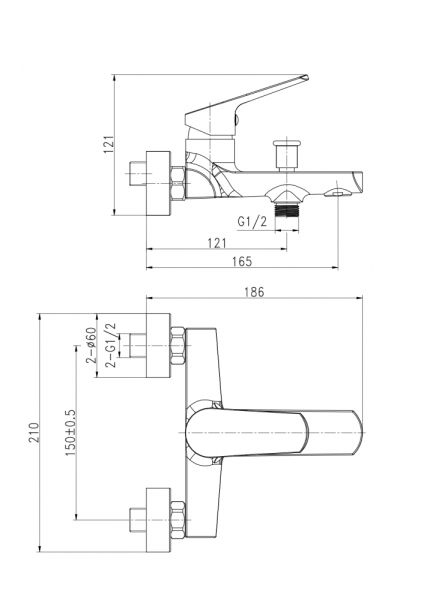 Смеситель Cersanit FLAVIS 63035 для ванны и душа