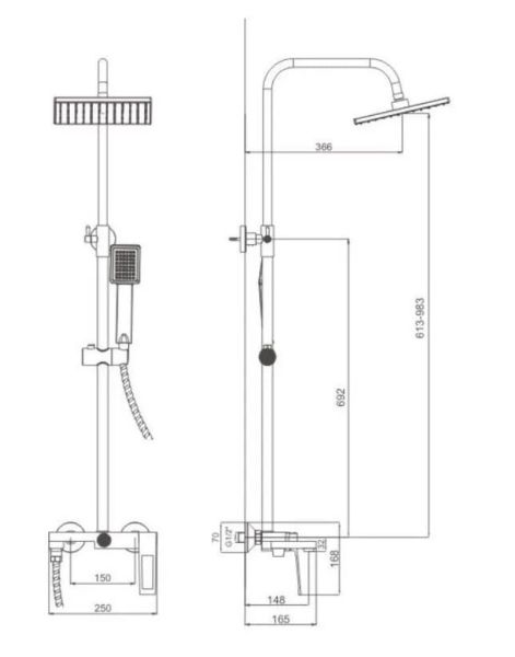 Душевая стойка Haiba HB24817-3 пепельный