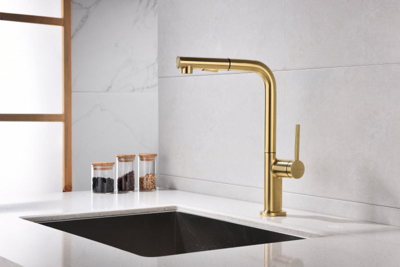 Смеситель для кухни Paulmark Neo Ne214419-SBG светлое брашированное золото