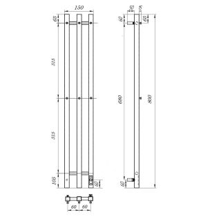 Полотенцесушитель электрический APEXTERMO Sirius Light SR10182BL 120x8 см с крючками чёрный