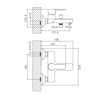 Смеситель для ванны Prohanss P64.30 хром