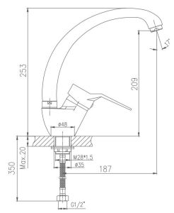 Смеситель для кухни Haiba HB4163-2 хром