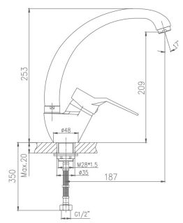 Смеситель для кухни Haiba HB4163-2 хром Смеситель для кухни Haiba HB4163-2 хром