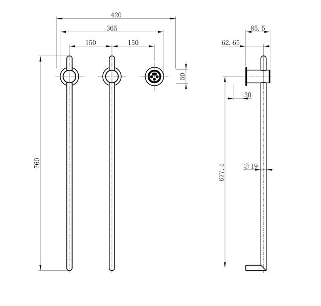 Полотенцесушитель электрический встраиваемый Wonzon & Woghand Leipzig WW-AL3621-MB 76x42 см с внутренней частью чёрный матовый