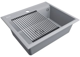 Комплект Paulmark: мойка Stepia 60 и ролл-мат Step PM115951-GRS+R375-BS серый дым/брашированная нержавеющая сталь Комплект Paulmark: мойка Stepia 60 и ролл-мат Step PM115951-GRS+R375-BS серый дым/брашированная нержавеющая сталь