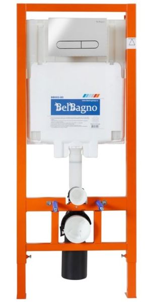 Комплект 3 в 1 BelBagno BB8001CHR/SC/BB002-80/BB005-PR-CHROME унитаз подвесной с сиденьем TRE BB8001CHR/SC система инсталляции для унитазов  BB002-80  с кнопкой смыва BB005-PR-CH