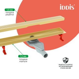 Душевой лоток IDDIS Перфекс (Perfex) 975B6MG20DZ 60 см золото матовое