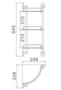 Полка стеклянная угловая Haiba HB1607-3 хром
