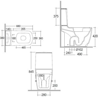 Унитаз-компакт Kludi Resa S 27WCB02O2 безободковый серо-бежевый матовый