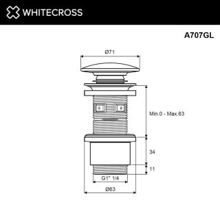 Донный клапан Whitecross A707GL золото