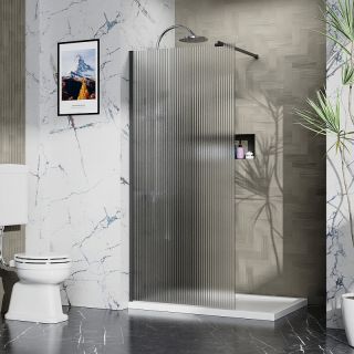 Душевая перегородка Azario Walk-in AZ-251-120-MB-CRF 120 см профиль чёрный матовый стекло рифлёное