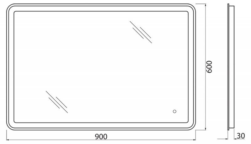 Зеркало BelBagno с LED-подсветкой и сенсорным управлением SPC-MAR-900-600-LED-TCH