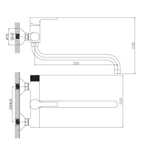 Смеситель для ванны Haiba HB22652-7 чёрный матовый