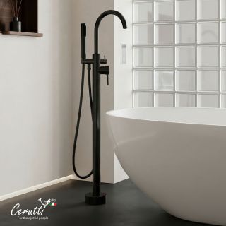 Напольный смеситель для ванны Ceruttispa ТОБИЯ B (TOBIA B) CT12114 чёрный матовый