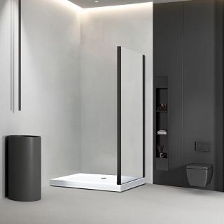 Боковая панель Veconi KP-01B, 700х1850 , черный, стекло прозрачное Боковая панель Veconi KP-01B, 700х1850 , черный, стекло прозрачное