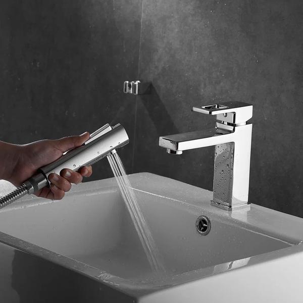 Смеситель для раковины с гигиеническим душем Shevanik S8271 хром
