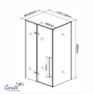 Душевой уголок Ceruttispa C1AF L 120x90 см профиль чёрный стекло матовое