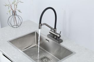 Смеситель для кухни Gappo G4098-9 с водопадом и гибким изливом оружейная сталь Смеситель для кухни Gappo G4098-9 с водопадом и гибким изливом оружейная сталь