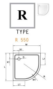 Поддон Cezares TRAY-A-R-100-550-15-W0