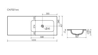 Раковина Ceramicanova Грация (Grace) CN7021wx 121 см белый