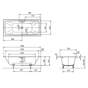 Ванна сталь Kaldewei Cayono duo 170x75 с покрытием easy-clean