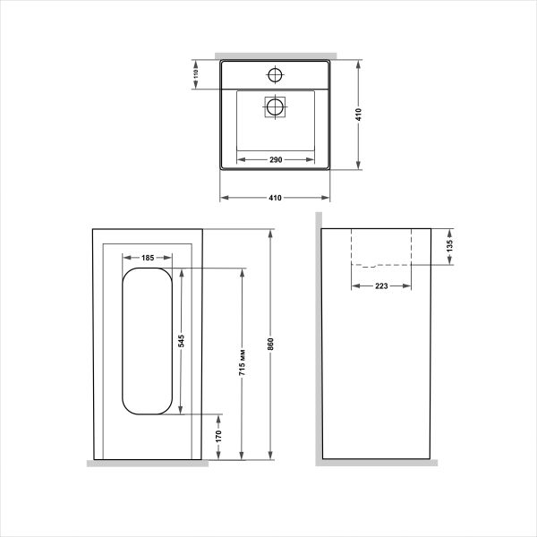 Раковина напольная Laguraty 883 B 41x85см белый