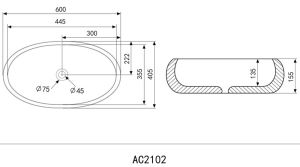 Раковина ABBER Bequem 46см белый AC2102