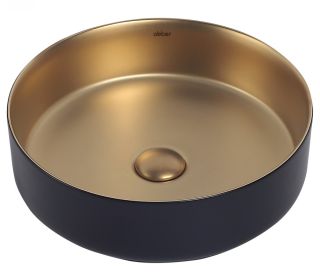 Раковина ABBER Bequem AC2109BG 40см чёрный/золото матовое Раковина ABBER Bequem AC2109BG 40см чёрный/золото матовое
