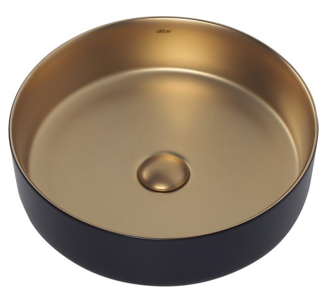 Раковина ABBER Bequem AC2109BG 40см чёрный/золото матовое Раковина ABBER Bequem AC2109BG 40см чёрный/золото матовое